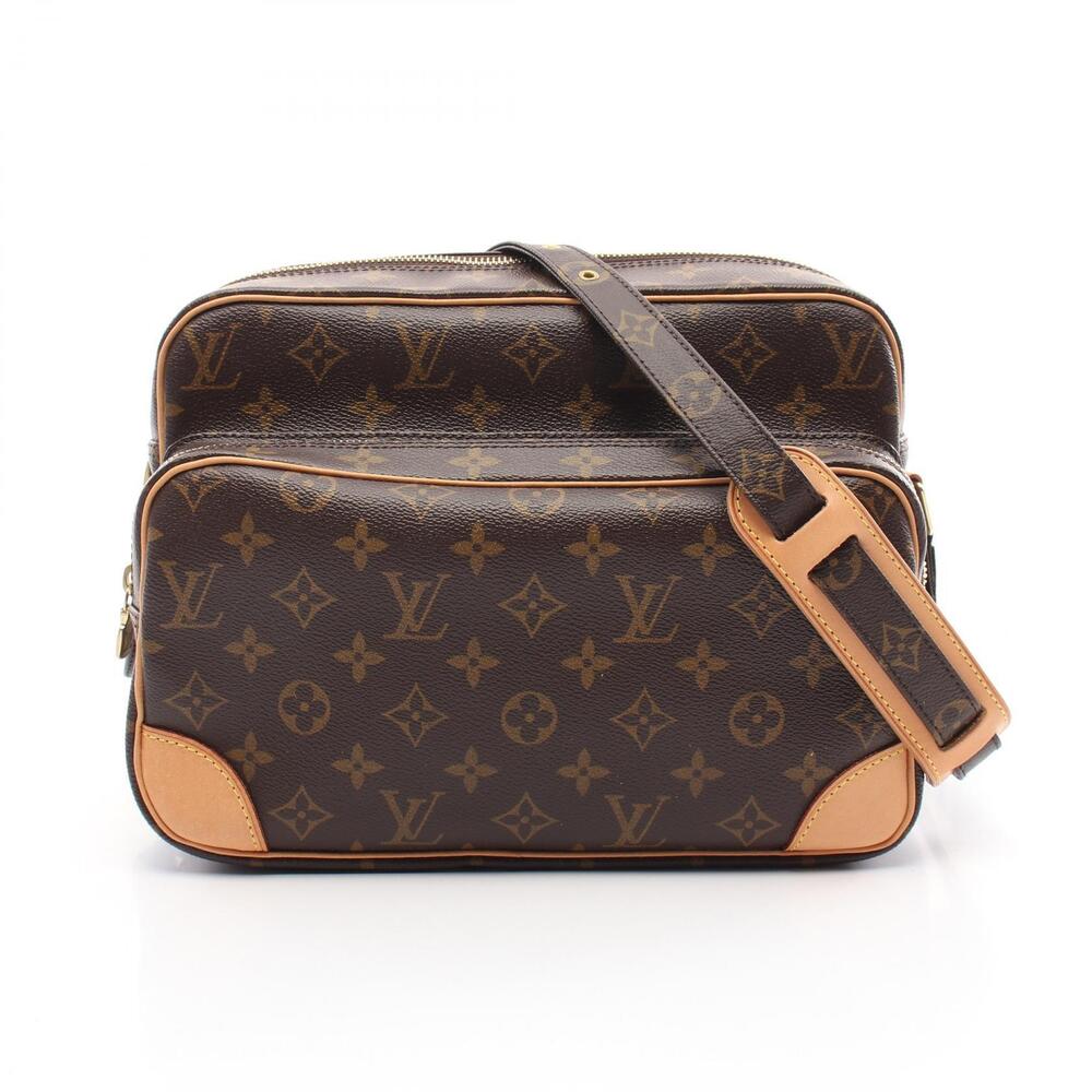 Louis Vuitton Nile Shoulder Bag Canvas Leather Monogram Brown